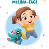 Alles Gute zum Melina-Tag, Elefäntlein-Motiv, blau
