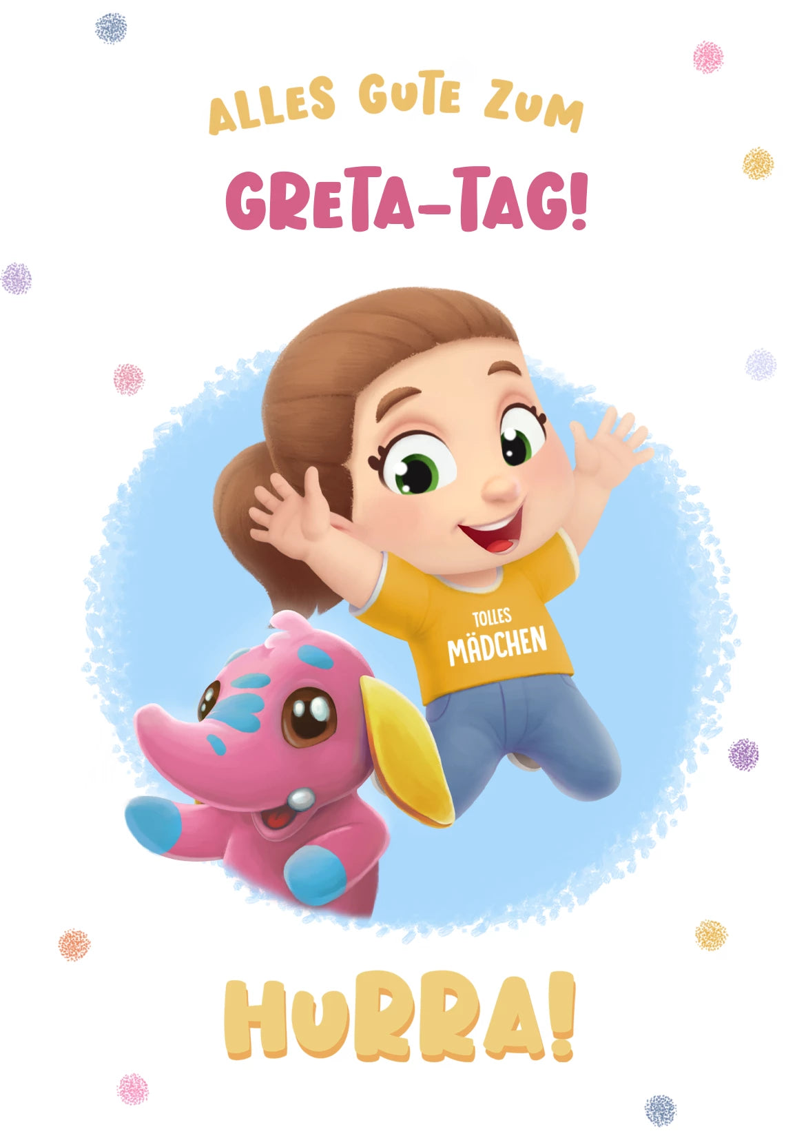 Alles Gute zum Greta-Tag, Elefäntlein-Motiv, rosa