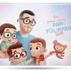 Das Cover für das personalisierte Buch für Papas mit 3 Kindern, das beste Geschenk zum Vatertag. 