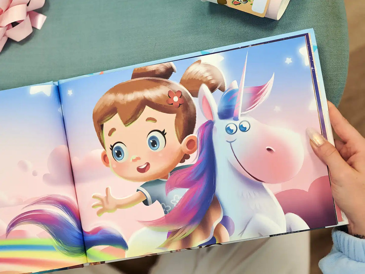 Eine wunderschöne Illustration aus einem personalisierten Geburtstagsbuch für Kinder.